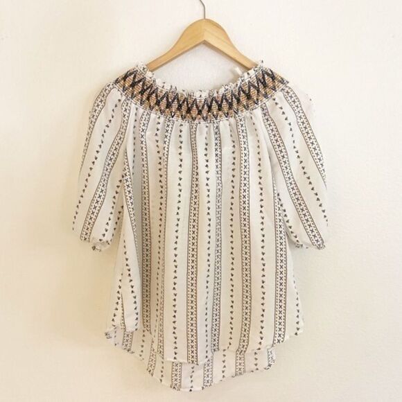 ‎J.O.A. Striped with Flowers Off the Shoulder Top Small - Picture 5 of 5